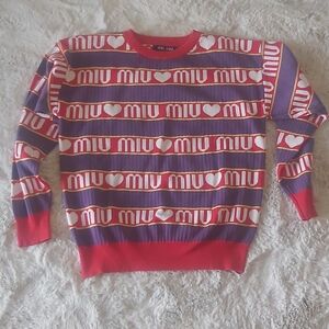 Red and Purple Heart Sweater